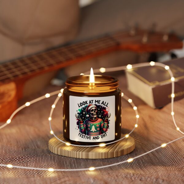 Look at Me All Festive and Shit Scented Soy Candle (Multi-Size, Amber Jar) - Image 2