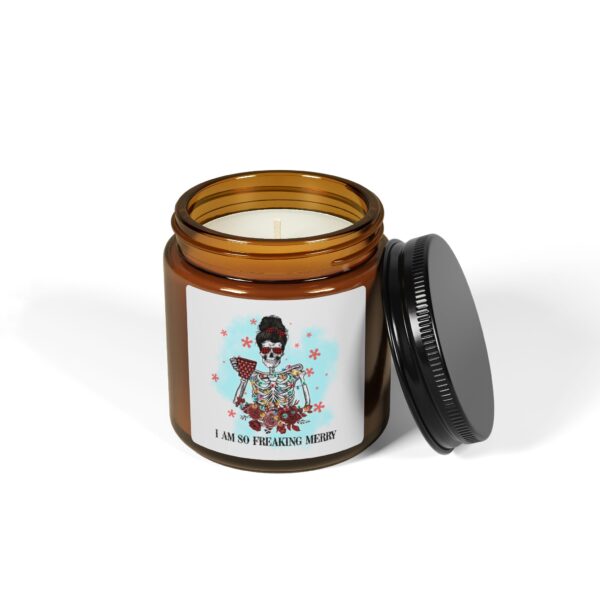 I'm So Freakin' Merry Scented Soy Candle (Multi-Size, Amber Jar) - Image 2