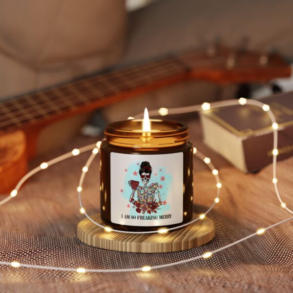 I'm So Freakin' Merry Scented Soy Candle (Multi-Size, Amber Jar) - Image 3