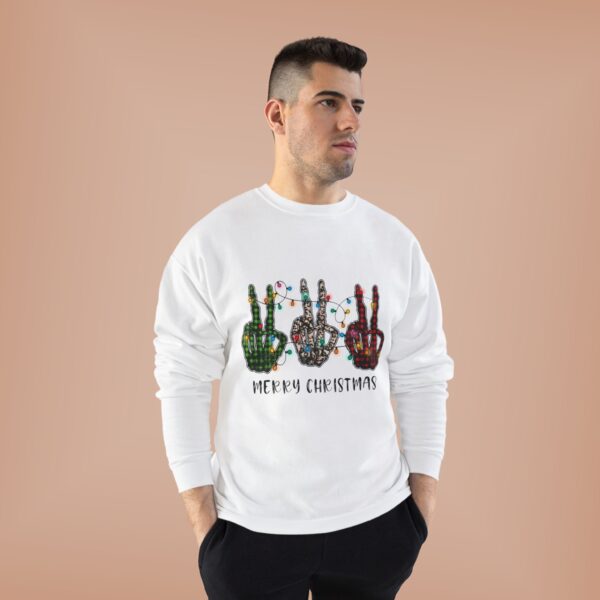 Skeletal Hands with Christmas Lights Design Crewneck Sweatshirt - Image 4