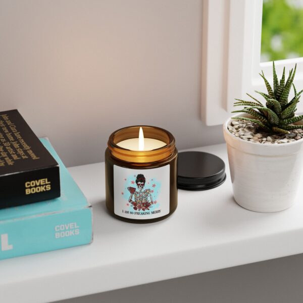 I'm So Freakin' Merry Scented Soy Candle (Multi-Size, Amber Jar) - Image 4