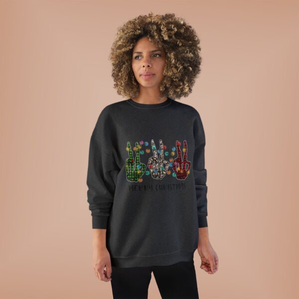Skeletal Hands with Christmas Lights Design Crewneck Sweatshirt - Image 7