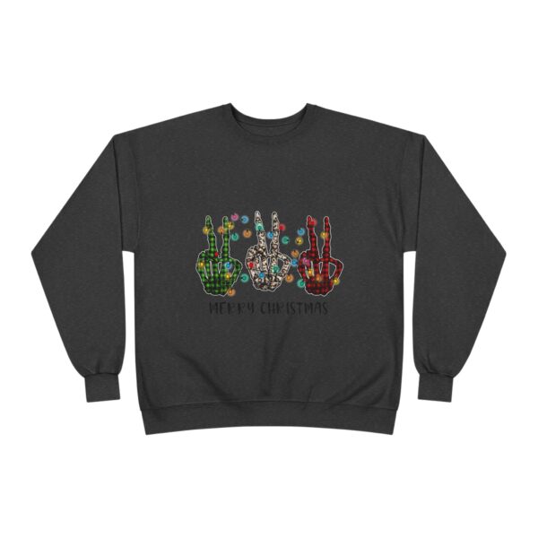 Skeletal Hands with Christmas Lights Design Crewneck Sweatshirt - Image 5