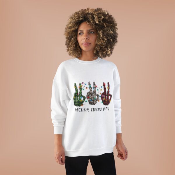Skeletal Hands with Christmas Lights Design Crewneck Sweatshirt - Image 3